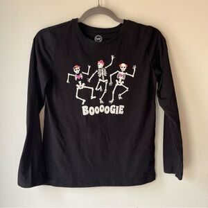 🌼 5/$20 Wonder Nation Halloween Skeleton Dance Graphic Tee Long Sleeve Black L